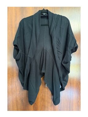 Jacob Black Draped Cardigan – Lightweight Open Front Shawl Style Layering Piece